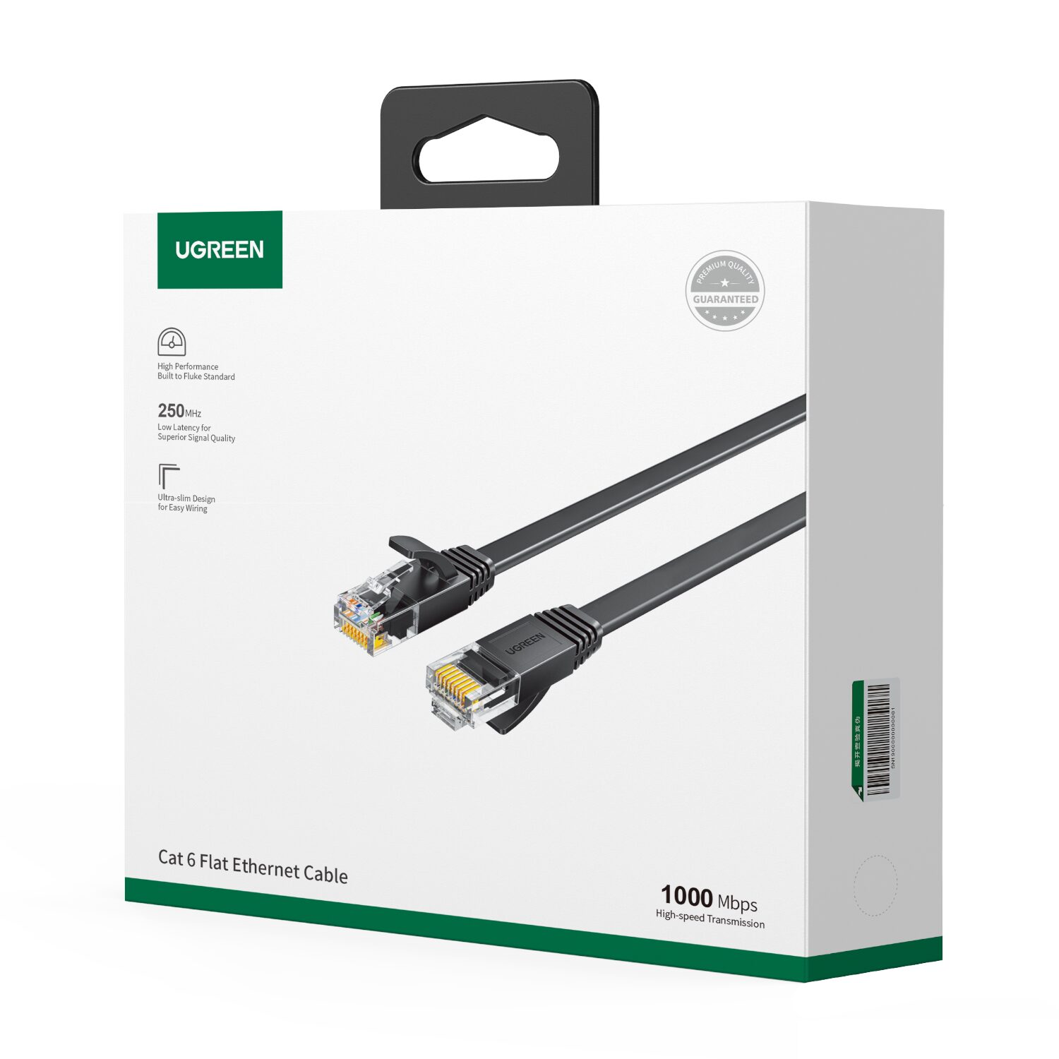 UGREEN NW102 Cat6 U/UTP Flat Ethernet Cable 3m - Black - Image 5