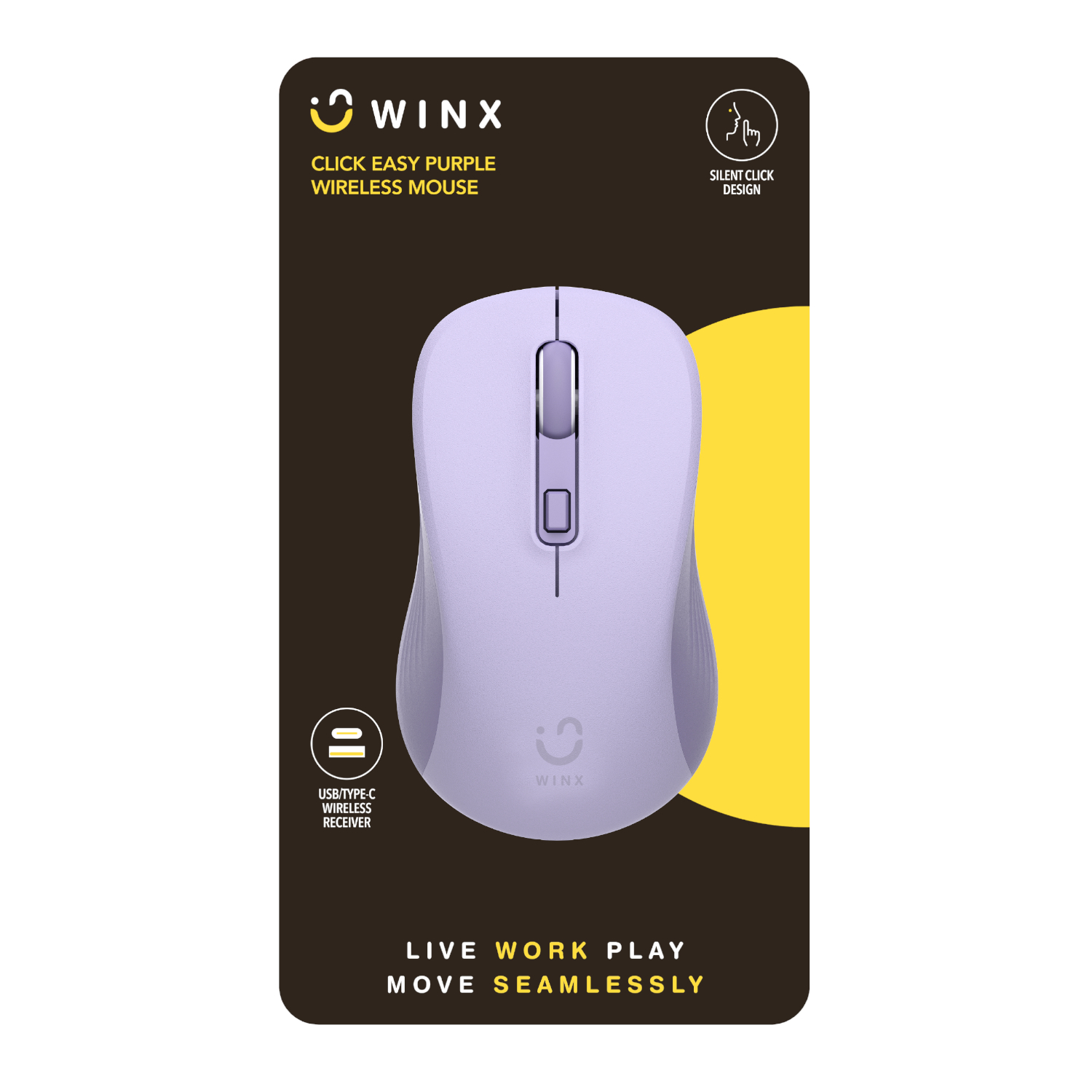 WINX CLICK Easy 1600DPI 2.4GHz Wireless Mouse - Purple - Image 3