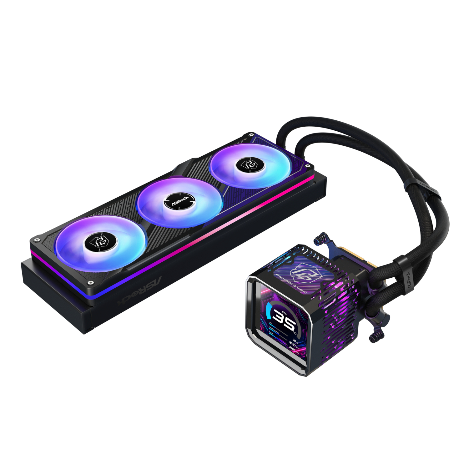 ASRock Phantom Gaming 360 LCD All-in-one Liquid CPU Cooler - Black - Image 3