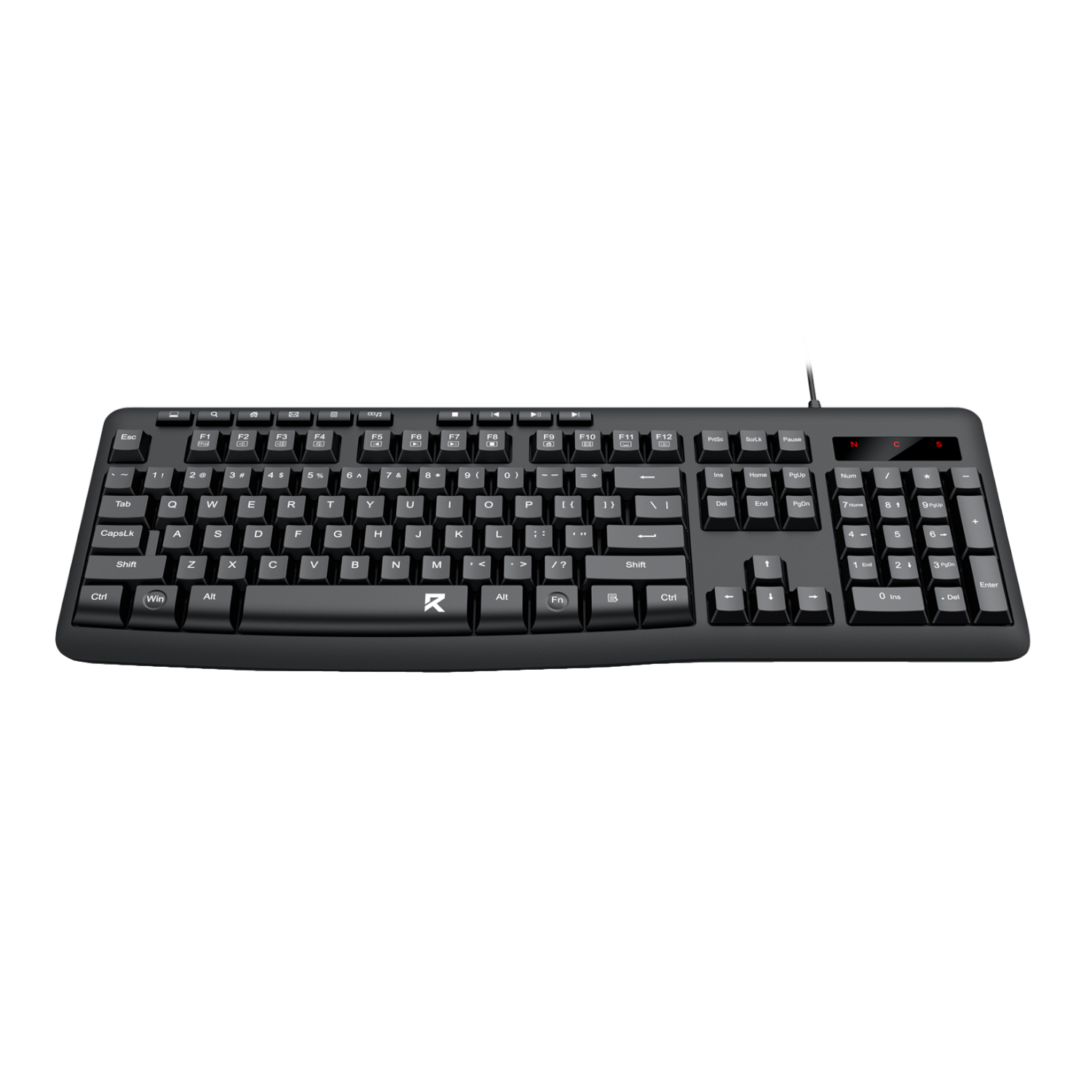 Redragon BK-7366 Full-size Ergonomic Wired Membrane Office Keyboard - Black - Image 3