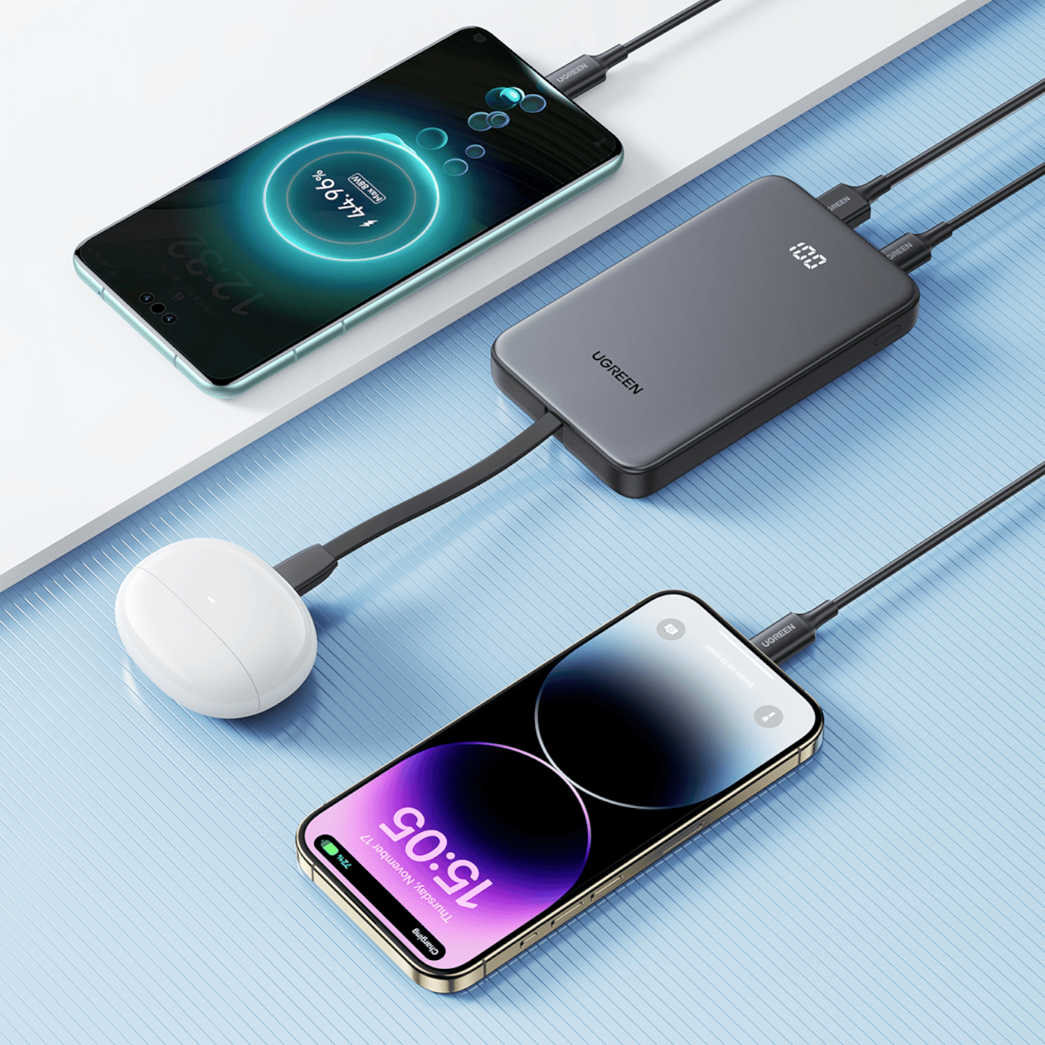 UGREEN 10000mAh 20W Power Bank with Built-in Cable - Image 6