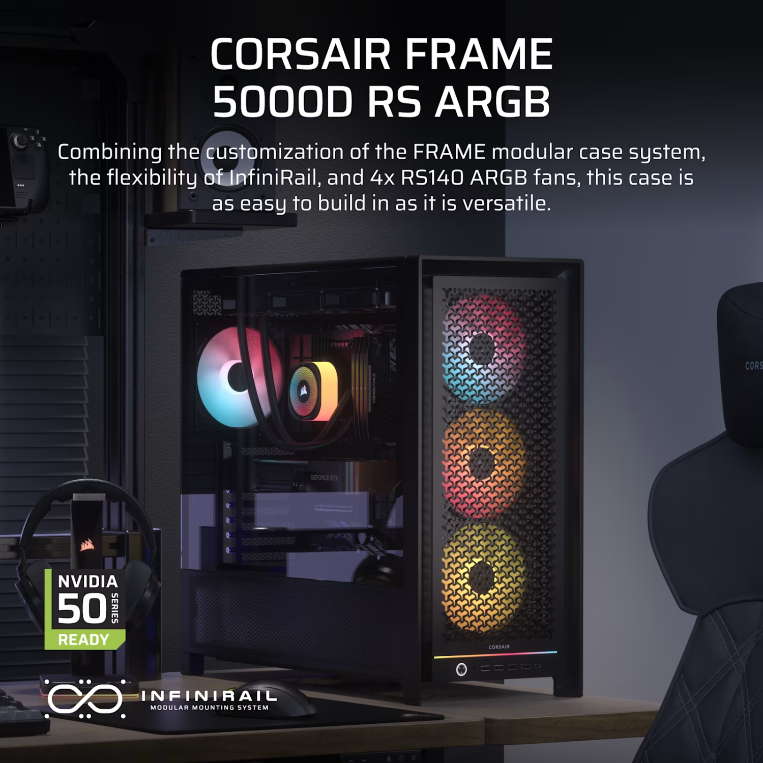 Corsair FRAME 5000D RS ARGB High-Airflow Mid-Tower PC Case - Black - Image 2