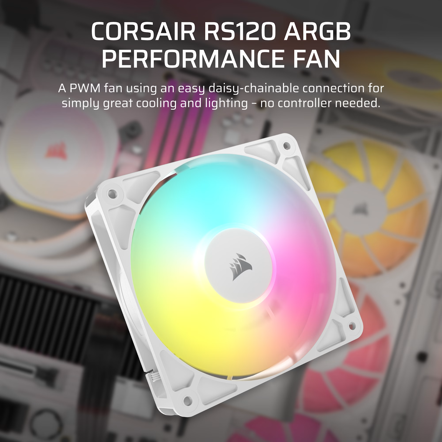 Corsair RS120 ARGB 120mm PWM Fan - White - Image 5