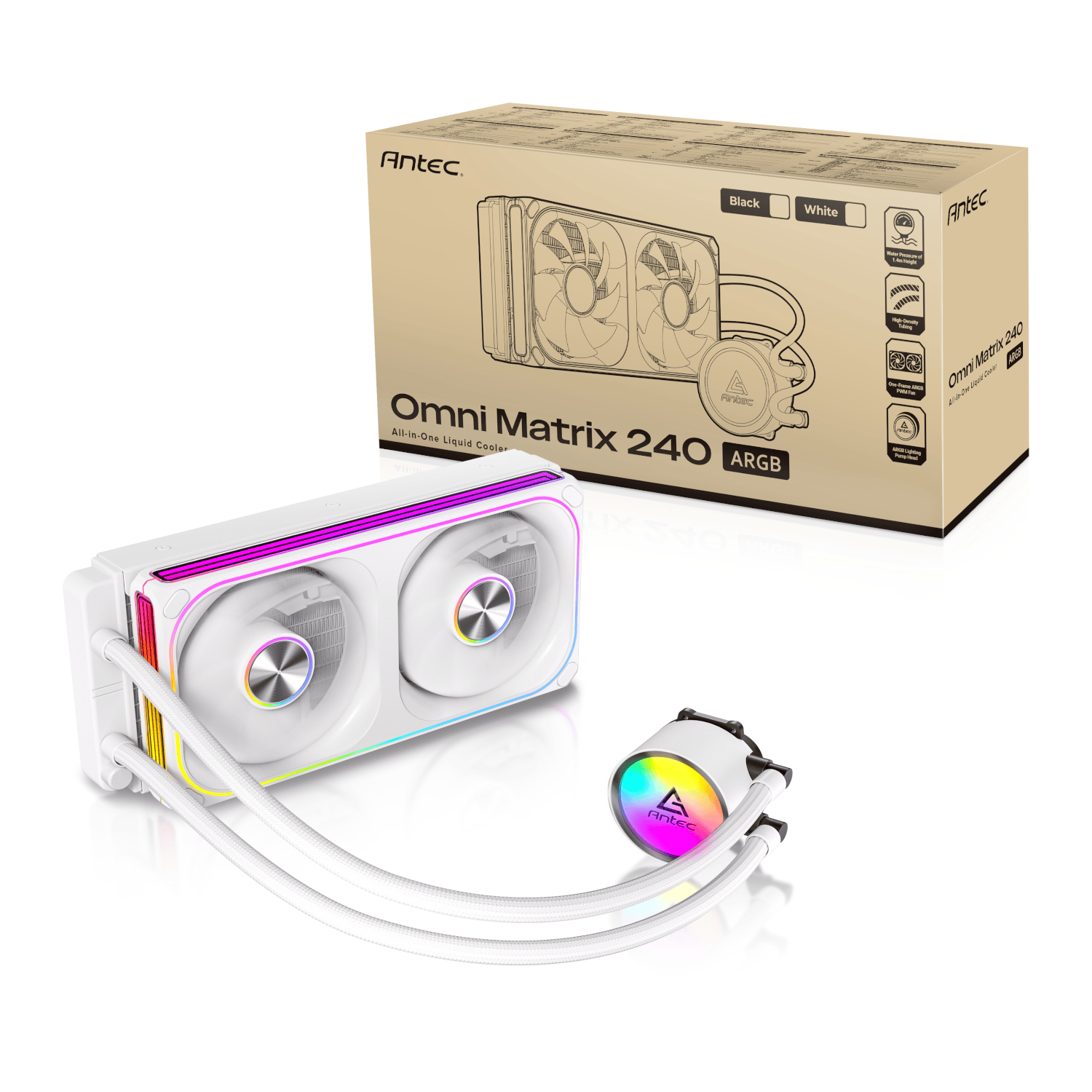 Antec Omni Matrix 240 ARGB CPU Liquid Cooler - White - Image 6