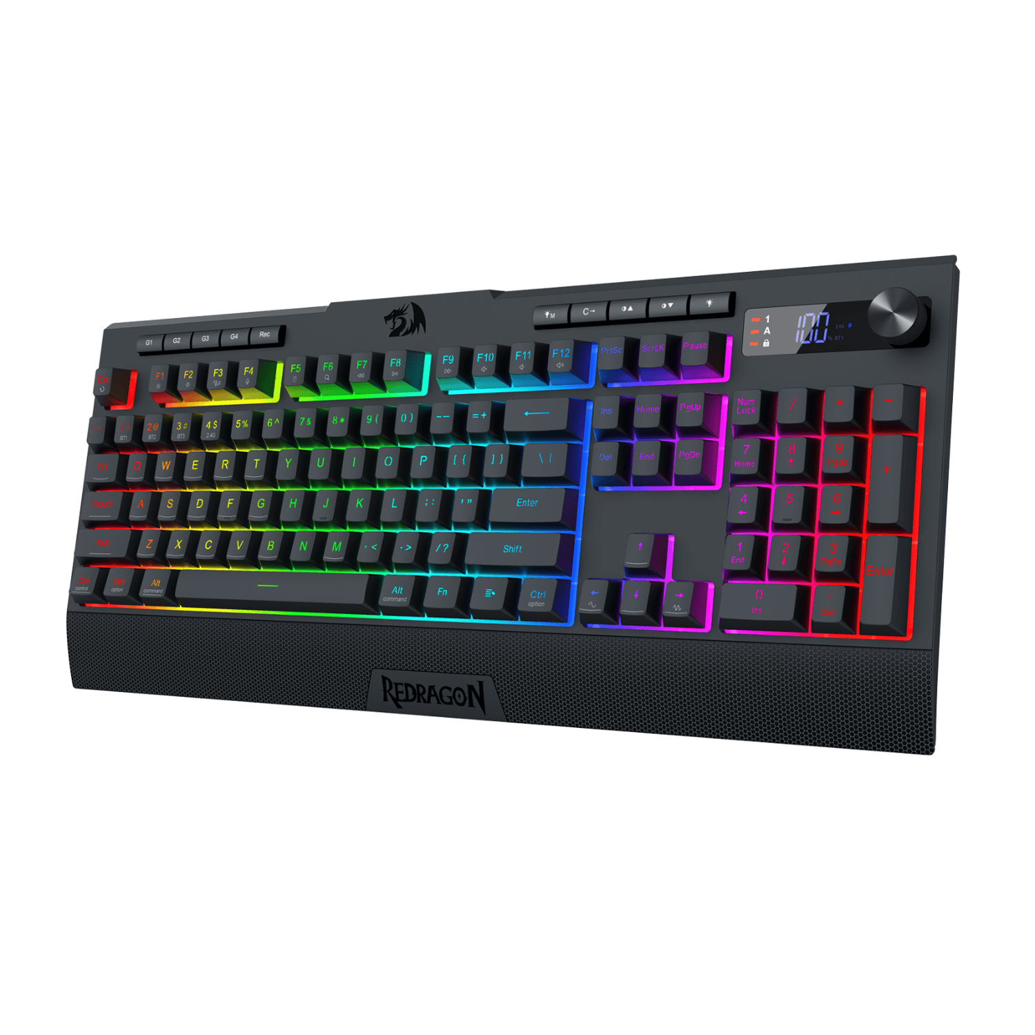 Redragon K525 SHIVA LCD MAX RGB Wireless Gaming Keyboard - Black - Image 3