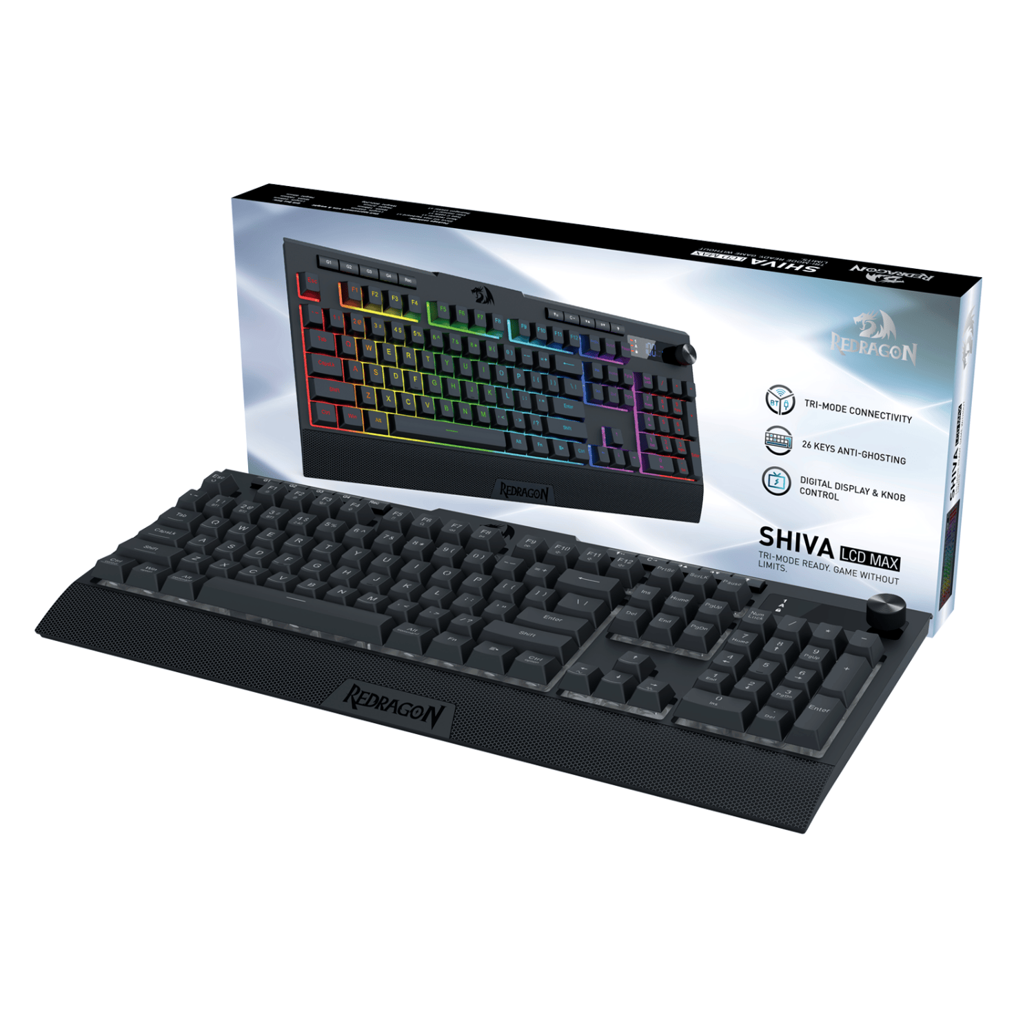Redragon K525 SHIVA LCD MAX RGB Wireless Gaming Keyboard - Black - Image 5