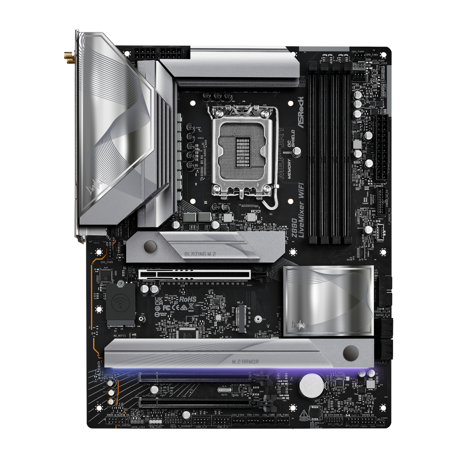 ASRock Z890 LiveMixer Wi-Fi Intel LGA 1851 ATX Gaming Motherboard - Image 2